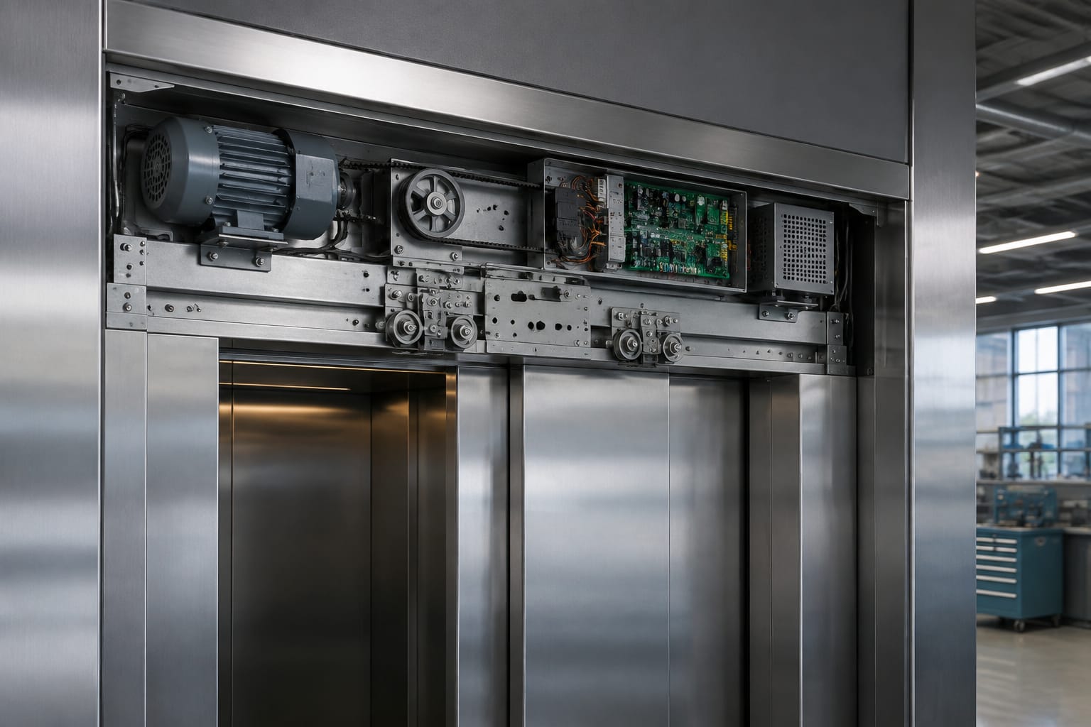 Door drive de ascensor: motor, tarjeta y puesta a punto