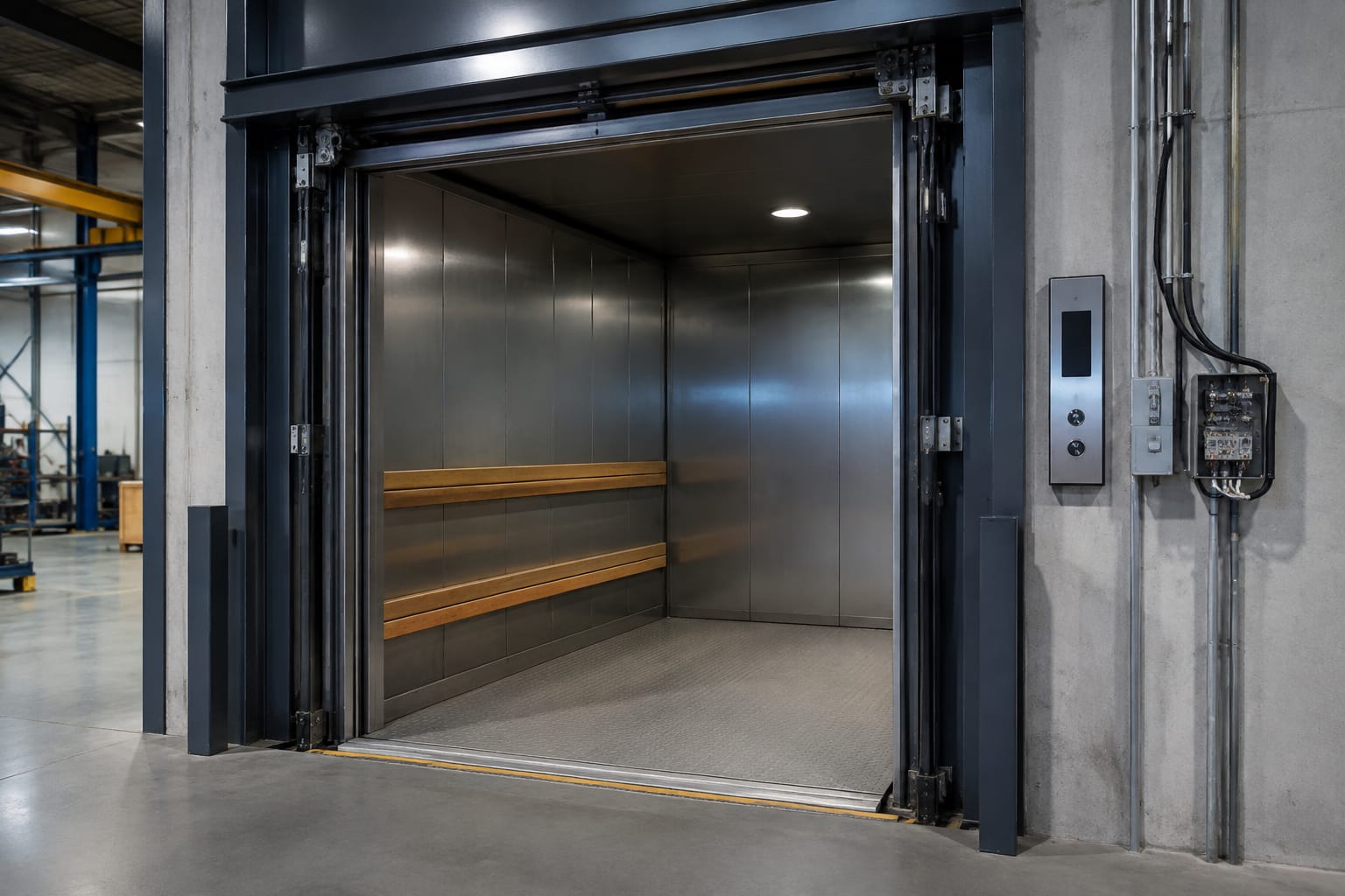 Freight elevator parts: puertas, cerraduras y controles